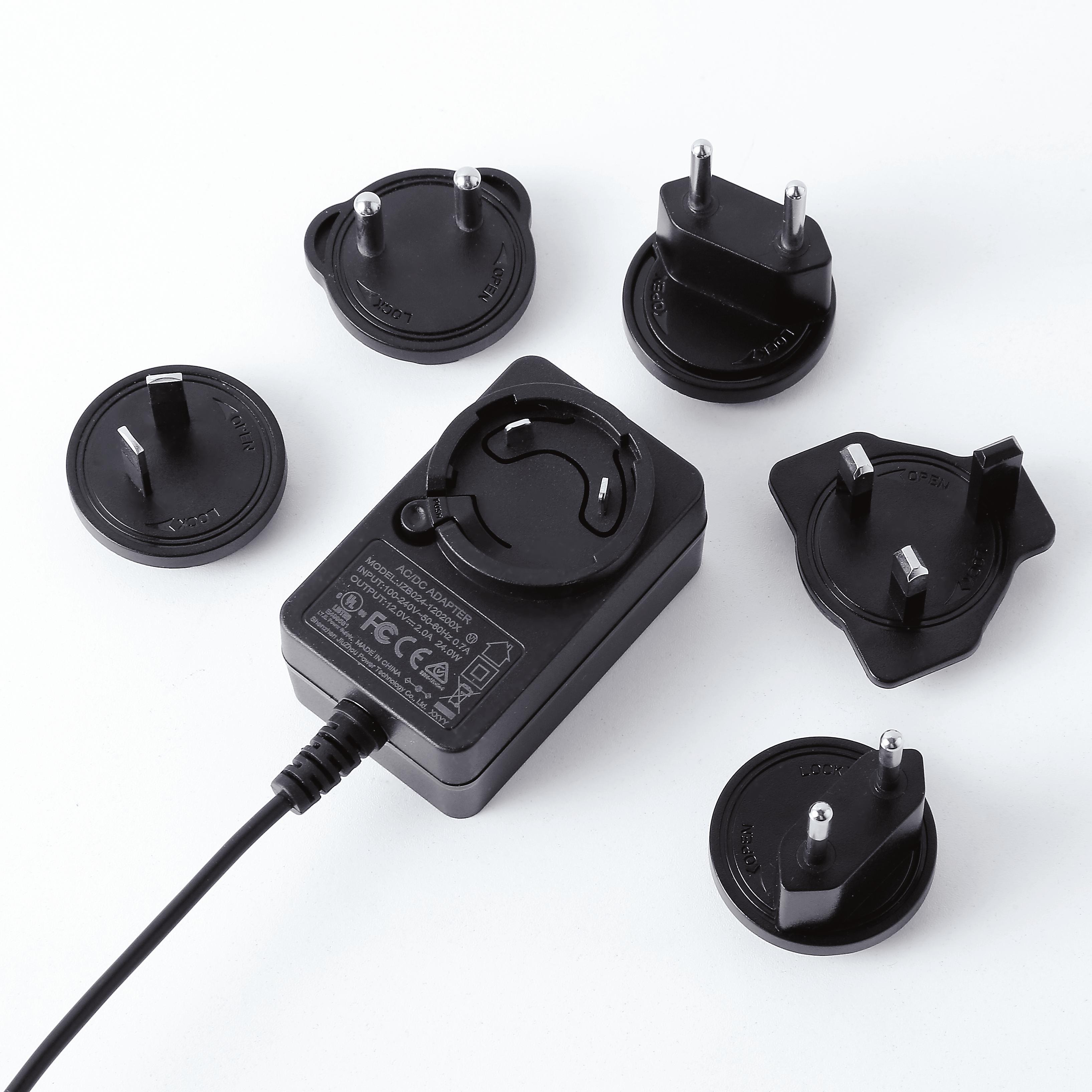 12v2a转换头电源适配器多国插脚过认证厂家jiuzhou power制造 